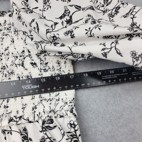 American‎ Eagle Womens Smocked Dress Size Large Puff Sleeve Cottage Birds NWOT - Picture 13 of 16